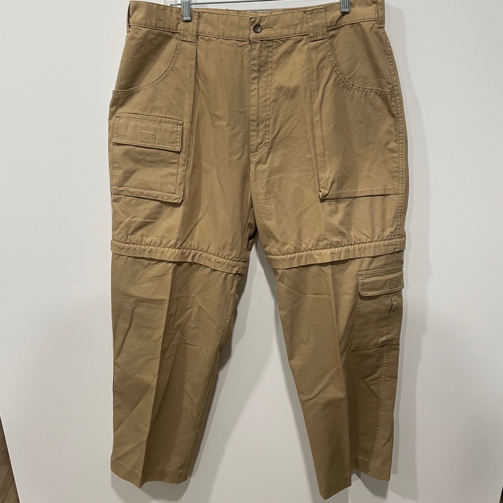 Woolrich Mens Cargo Convertible Pants Khaki Size 36x34 Zip Off Legs‎ Outdoor